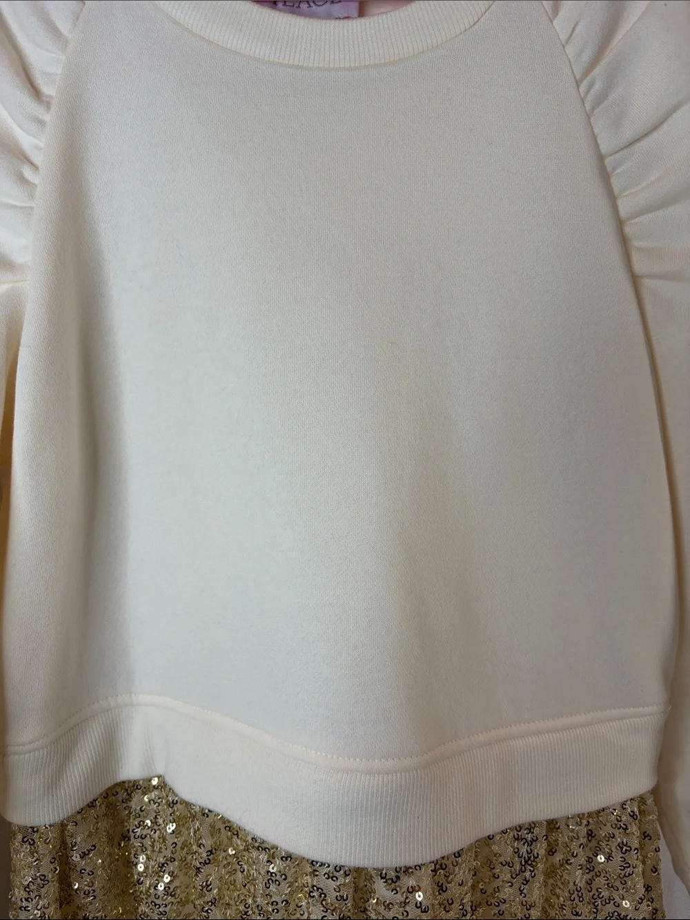 The Children’s Place Girls Cream & Gold Sequin Dress Size 7/8 – NWOT